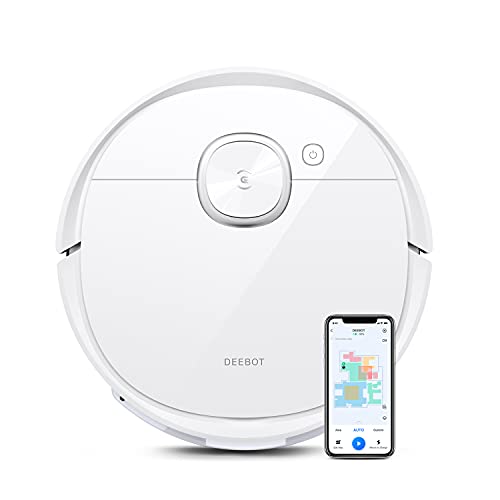 ECOVACS DEEBOT T9 Saugroboter mit Wischfunktion, 3000Pa, Echtzeit-Objekterkennung, KI, Roboterstaubsauger für Tierhaare, Hartböden, App, Alexa, bis zu 175 min Akku für den Staubsaugerroboter T9 weiß