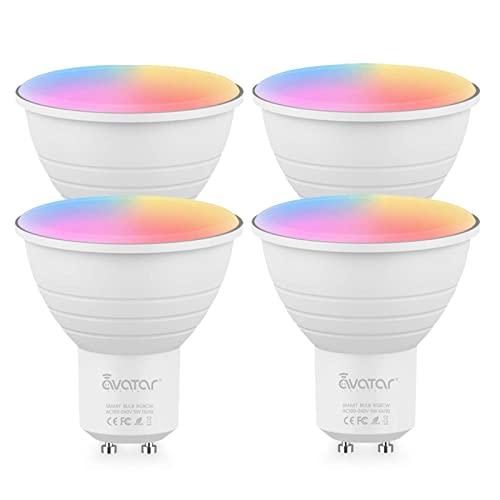 Alexa Glühbirnen GU10, Smart LED Lampen 5W 500LM Dimmbar, 2700-6500K RGB & 16 Millionen Farben, steuerbar via App, Kompatibel mit Alexa and Google Home(4 Pack)