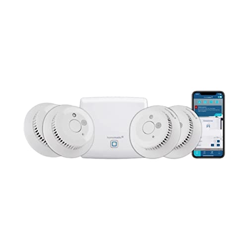 Homematic IP Smart Home Starter Set Rauchwarnmelder + Rauchwarnmelder mit Q-Label, Rauchmelder alarmiert lokal über die Sirene und per Push-Benachrichtigung in der Smartphone-App, LED-Notbeleuchtung