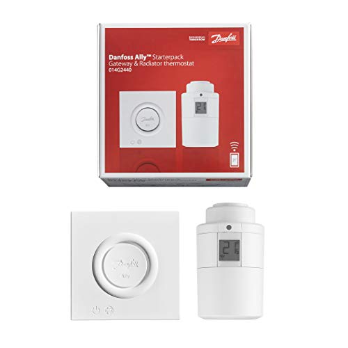 Danfoss Ally Starter Set - Radiator Thermostat & Gateway - Precise Smart Digital Thermostat Compatible with Amazon Alexa, Google Assistant & Zigbee - App & Voice Control - Smart Home Devices'