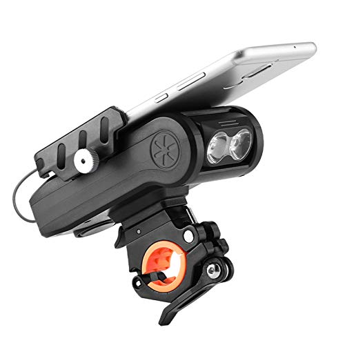 Led Fahrradlicht Set Einbeziehen Handyhalterung Fahrrad Mit Powerbank, Fahrrad Klingel, Fahrradlicht USB Aufladen, 4000mAh Powerbank, 3 Lichtmodi, IPX4 Wasserdicht (Schwarz)