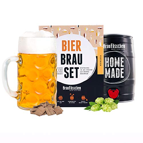 Braufässchen | Männergeschenk | Biergeschenkidee | Bierbrauset zum selber brauen | Festbier im 5 Liter Fass | In 7 Tagen gebraut | Tolles Geburtstagsgeschenk für Männer