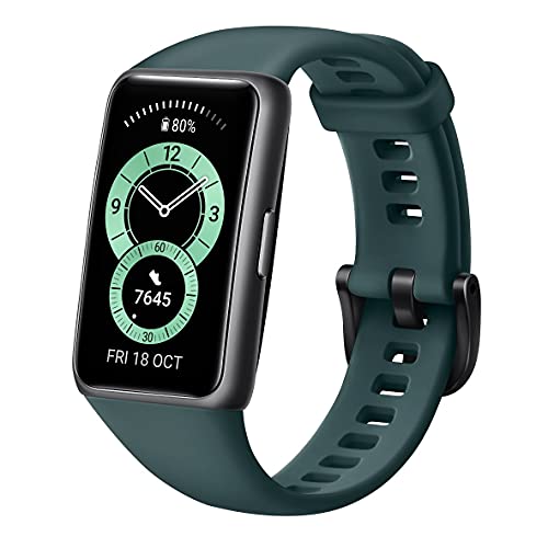 HUAWEI Band 6, 1,47 Zoll OLED-Display, 96 Trainingsmodi, bis zu 2 Wochen Akkulaufzeit, Proaktives Gesundheits-Monitoring, 5ATM, SpO2-Sensor, Herzfrequenzmessung, Forest Green, - 30 Monate Garantie -