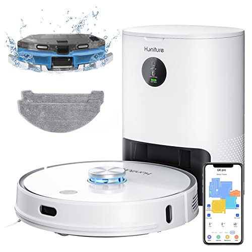 Staubsauger Roboter,HONITURE Saugroboter Q6 Pro 3500PA mit automatischer Absaugstation und Aktualisiert Roboterstaubsauger WLAN mit Wischfunktion für Tierhaare und Teppiche mit Alexa und APP-Steuerung
