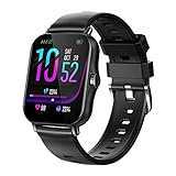 Smartwatch Herren Damen,Voarch 1,69 Zoll HD-Farbdisplay Smart Watch Fitness Tracker mit Schrittzähler Pulsmesser und Schlafanalyse Uhr für Android iOS (Black)