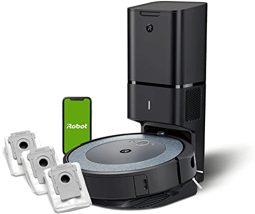 iRobot Roomba i3+ (i3552) App-steuerbarer Saugroboter mit Absaugstation, zwei Gummibürsten, individuelle Anpassungen, kompatibel mit Sprachassistenten im Set mit 3 Stück Original Staubsaugerbeutel