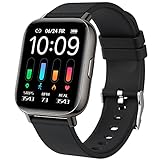 Smartwatch, 1.69 Zoll HD Voll Touchscreen Fitness Tracker Uhr, IP68 Wasserdicht Fitnessuhr mit Pulsmesser Schlafmonitor Schrittzähler, Damen Herren Sportuhr Smart Watch Uhren für iOS Android, Schwarz
