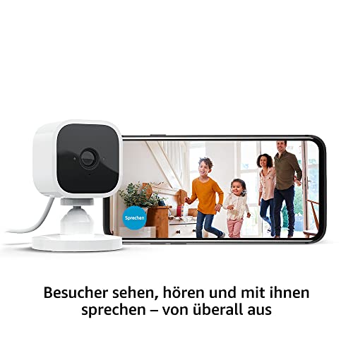 Blink Mini – Kompakte, smarte Plug-in-Sicherheitskamera für innen, 1080p-HD-Video, Nachtsicht, Zwei-Wege-Audio, Bewegungserfassung; einfache Einrichtung, funktioniert mit Alexa – 1 Kamera (weiß)