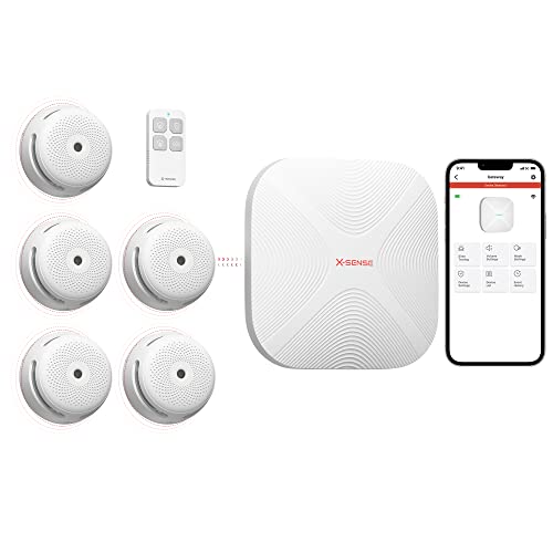 X-Sense Rauchmelder Wi-Fi, Rauchmelder Vernetzt, Smart Rauchmelder-Set mit austauschbarer Lithium-Batterie und APP Testfunktion, FS07