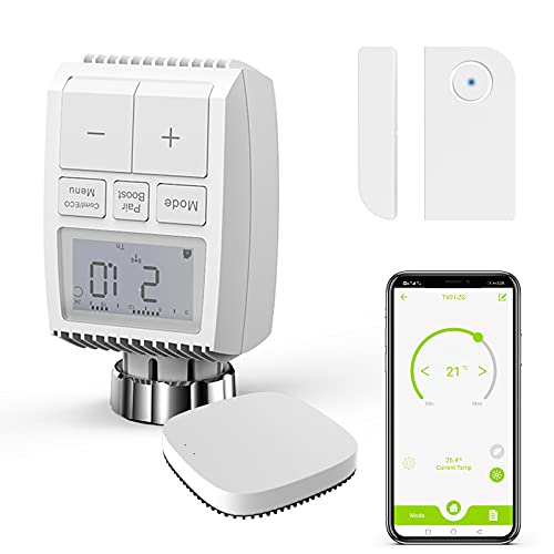 Smart Home Heizkörperthermostat ZigBee3.0, Digitaler Thermostat Heizung AWOW, Heizungsthermostat, Kompatibel mit App Tuya und Smart Life, Alexa und Google, WLAN, einfache Installation, Energie sparen