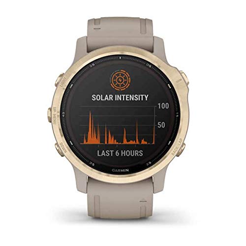 Garmin Fenix 6S Pro Solar GPS Smartwatch beige/Gold 2022 Pulsmessgerät, 010-02409-11