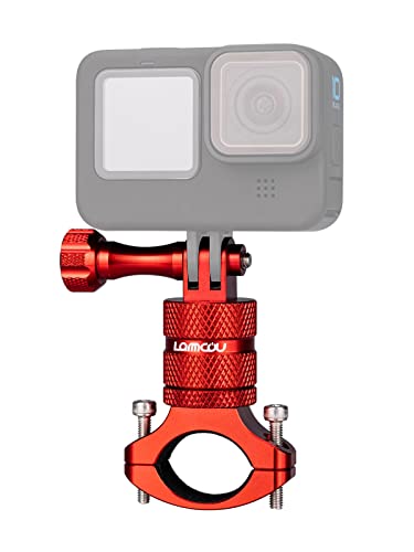 Lammcou 2in1 Action Kamera Fahrrad Kamera Halterung, Aluminium Mountainbike Lenkerhalterung Fahrradhalter Kompatibel mit Gopro Hero 10 9 8 7 6 Max Fusion+ 4K Yi Osmoaction Camera Bike Mount, Rot
