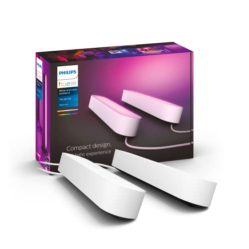 Philips Hue White and Color Ambiance Play Lightbar Doppelpack, dimmbar, bis zu 16 Millionen Farben, steuerbar via App, kompatibel mit Amazon Alexa, weiß/schwarz