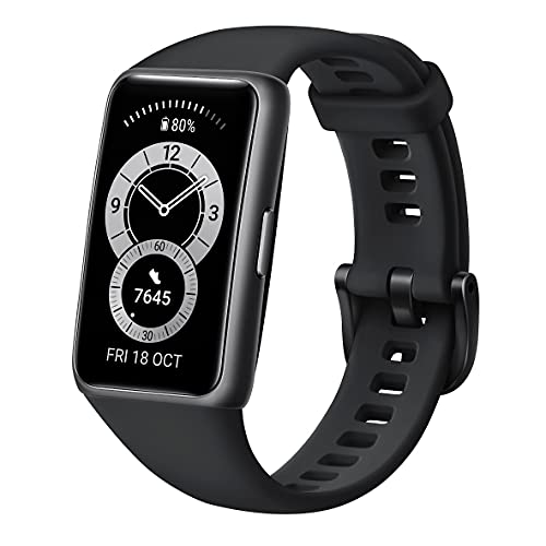HUAWEI Band 6, 1,47 Zoll OLED-Display, 96 Trainingsmodi, bis zu 2 Wochen Akkulaufzeit, Proaktives Gesundheits-Monitoring, 5ATM, SpO2-Sensor, Herzfrequenzmessung, Graphit Black, - 30 Monate Garantie -
