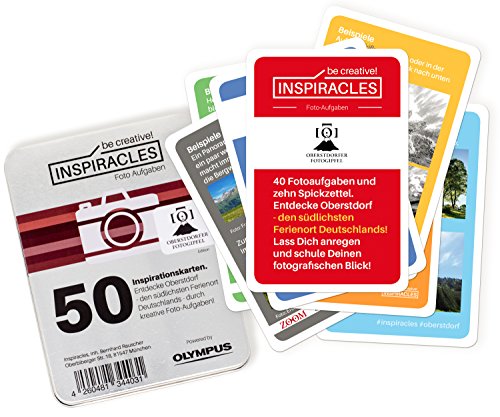 Inspiracles Foto Aufgaben, Oberstdorf Edition – Fotografieren und Entdecken mit 46 Aufgabenkarten & 10 Spickzetteln