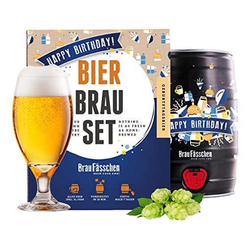 Braufässchen Bierbrauset zum selber Brauen | Geburtstagsbier im 5L Fass | Leckeres Bier In 7 Tagen gebraut | Perfektes Männergeschenk