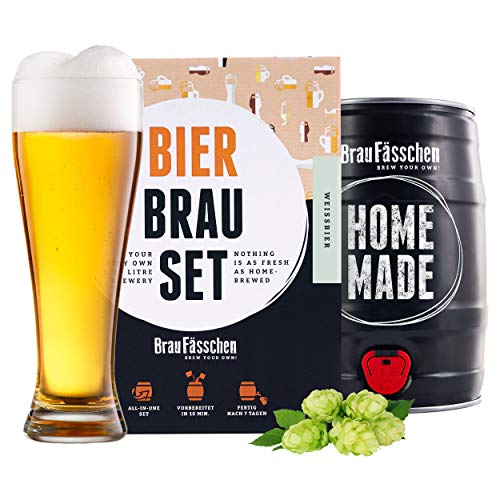 Braufässchen | Bierbrauset zum selber brauen | Weißbier im 5L Fass | In 7 Tagen gebraut | Tolles Geburtstagsgeschenk aus München Bayern