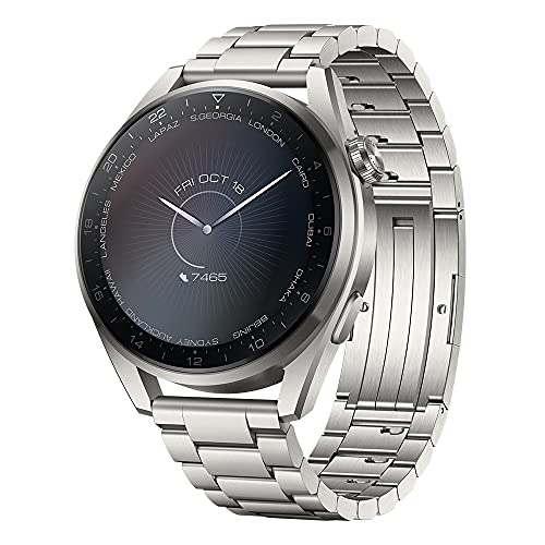 HUAWEI WATCH 3 Pro- 4G Smartwatch, 1.43'' AMOLED Display, eSIM Telefonie, 5 Tage Akkulaufzeit, 24/7 SpO2 & Herzfrequenzmessung, GPS, 5ATM, 30 Monate Garantie, Edelstahlarmband, 46mm