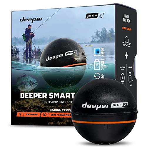 DEEPER SMART Sonar PRO+ 2 Fischfinder Echolot – auswerfbar mit Tiefenmesser und GPS-Sender | Technik-Gadgets zum Angeln im Kajak, Boot oder beim Eisangeln | Angelzubehör mit kostenloser App