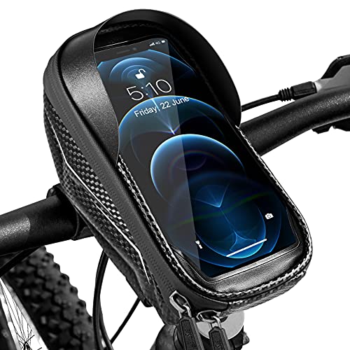 Fahrrad Handyhalterung Wasserdicht Handy Fahrradhalterung Fahrradtasche Lenker, Halterung Fahrradlenker Handyhalter Lenkertasche Rahmentasche Touch Aktiviert rüttelsicher für 5,5 - 7 Zoll Smartphone