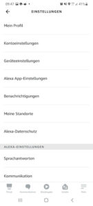 Amazon Alexa App - Einstellungen