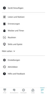 Amazon Alexa-App Einstellungen - Datenschutz - Sprachaufnahmen und Verlauf