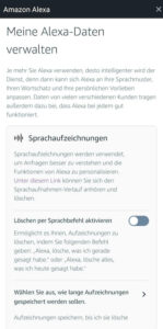 Amazon Alexa - Daten verwalten