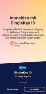 Home Connect Plus - HC Plus - Anmelden mit SingleKey ID