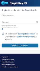 Home Connect Plus - HC Plus - SingleKey ID Registrierung