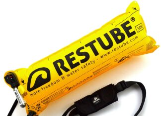 Restube, die Notfall Schwimmhilfe & Rettungsboje Restube Unisex-Adult Beach Schwimmboje aufblasbar – Notfall Schwimmhilfe Rettungsboje